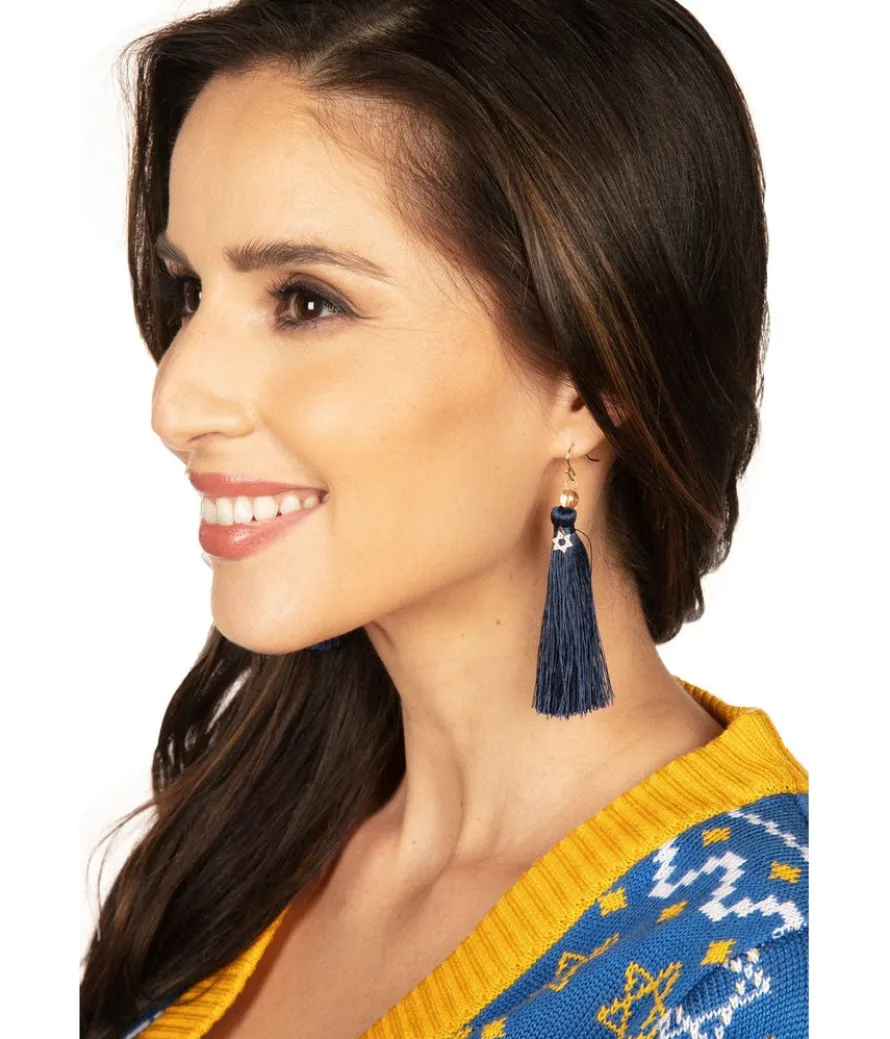 Blue Hanukkah Earrings