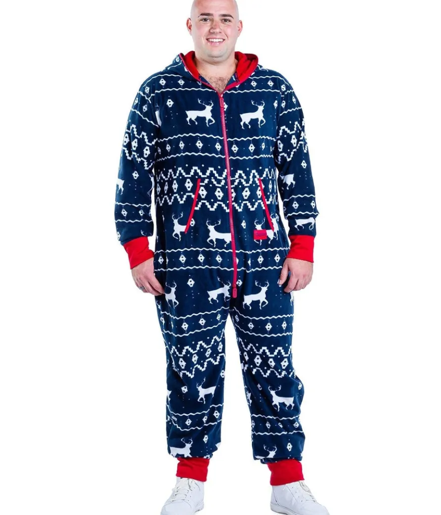 Men's Blue Reindeer Jumpsuit