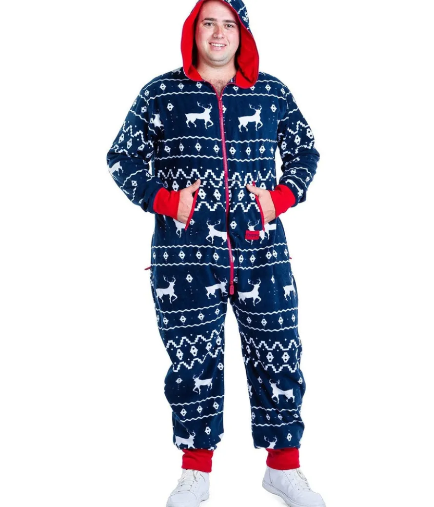 Men's Blue Reindeer Jumpsuit