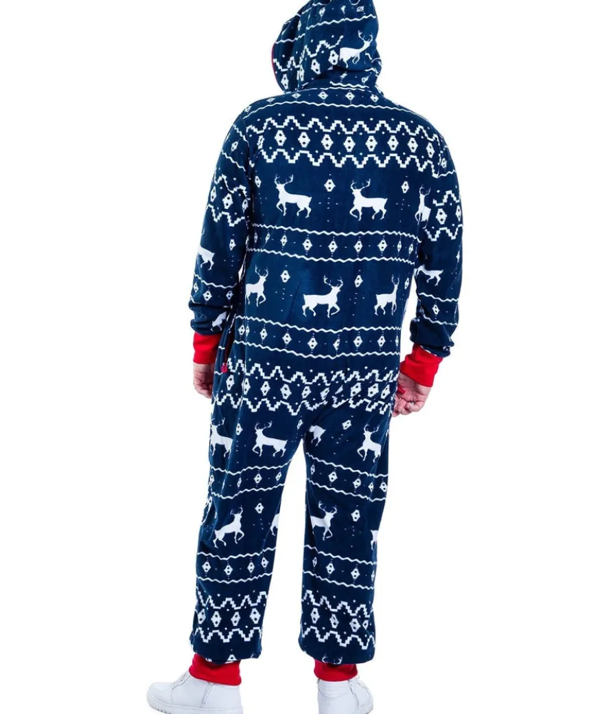 Men's Blue Reindeer Jumpsuit