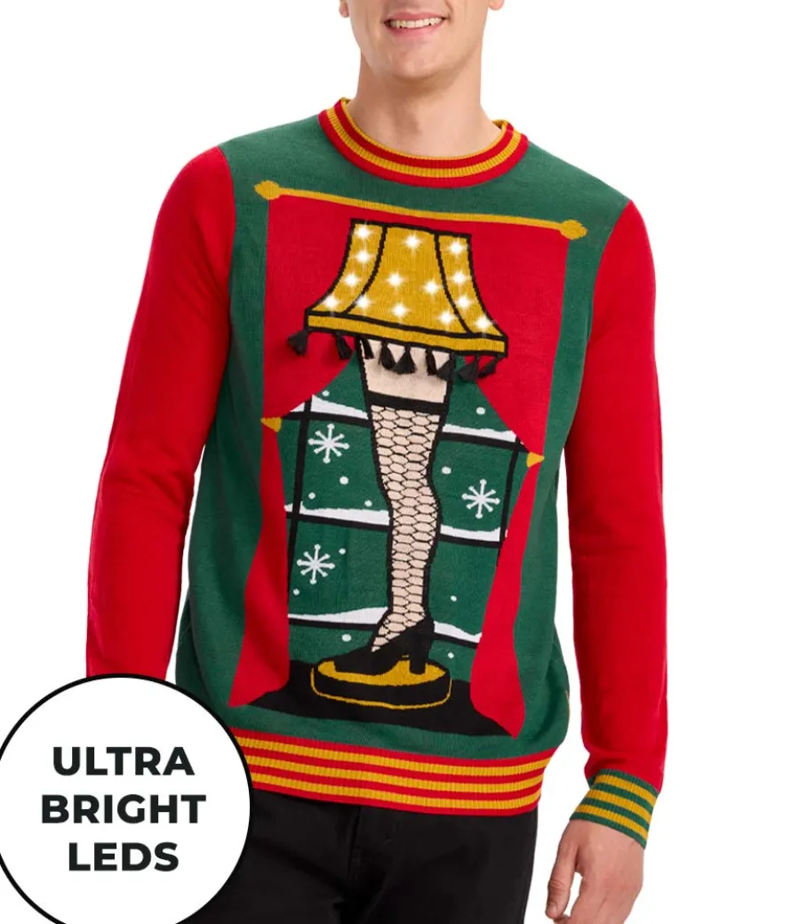 Men's Christmas Story Leg Lamp Light Up Ugly Christmas Sweater