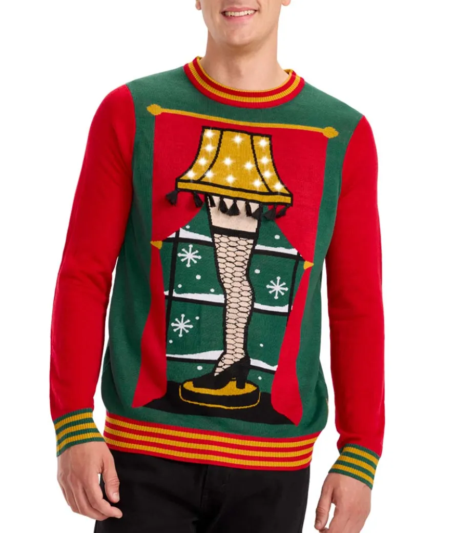 Men's Christmas Story Leg Lamp Light Up Ugly Christmas Sweater
