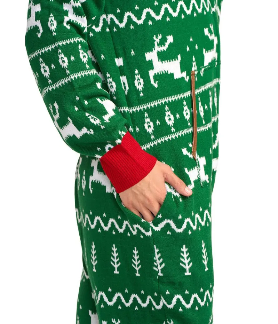 Men's Green Fair Isle Knit Jumpsuit