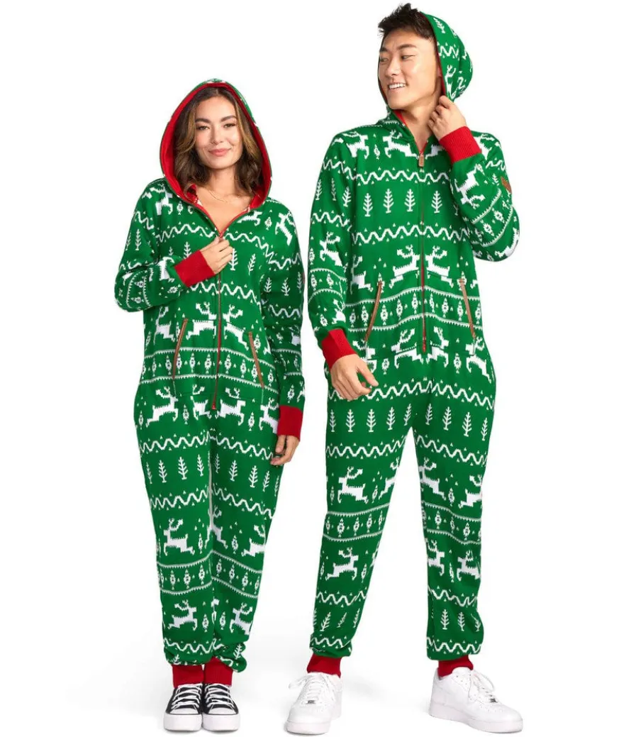 Men's Green Fair Isle Knit Jumpsuit