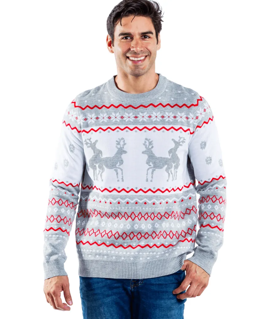 Men's Grey Humping Reindeer Ugly Christmas Sweater