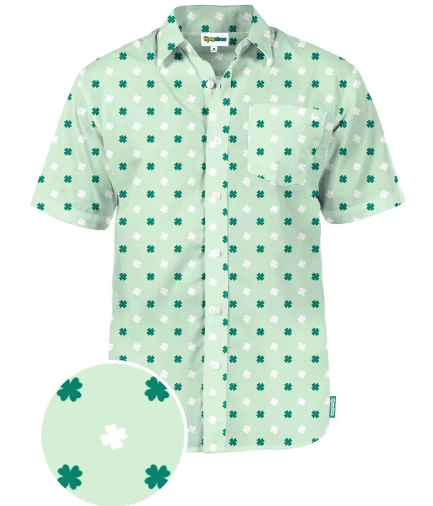 Men's Mint Clover Button Down Shirt