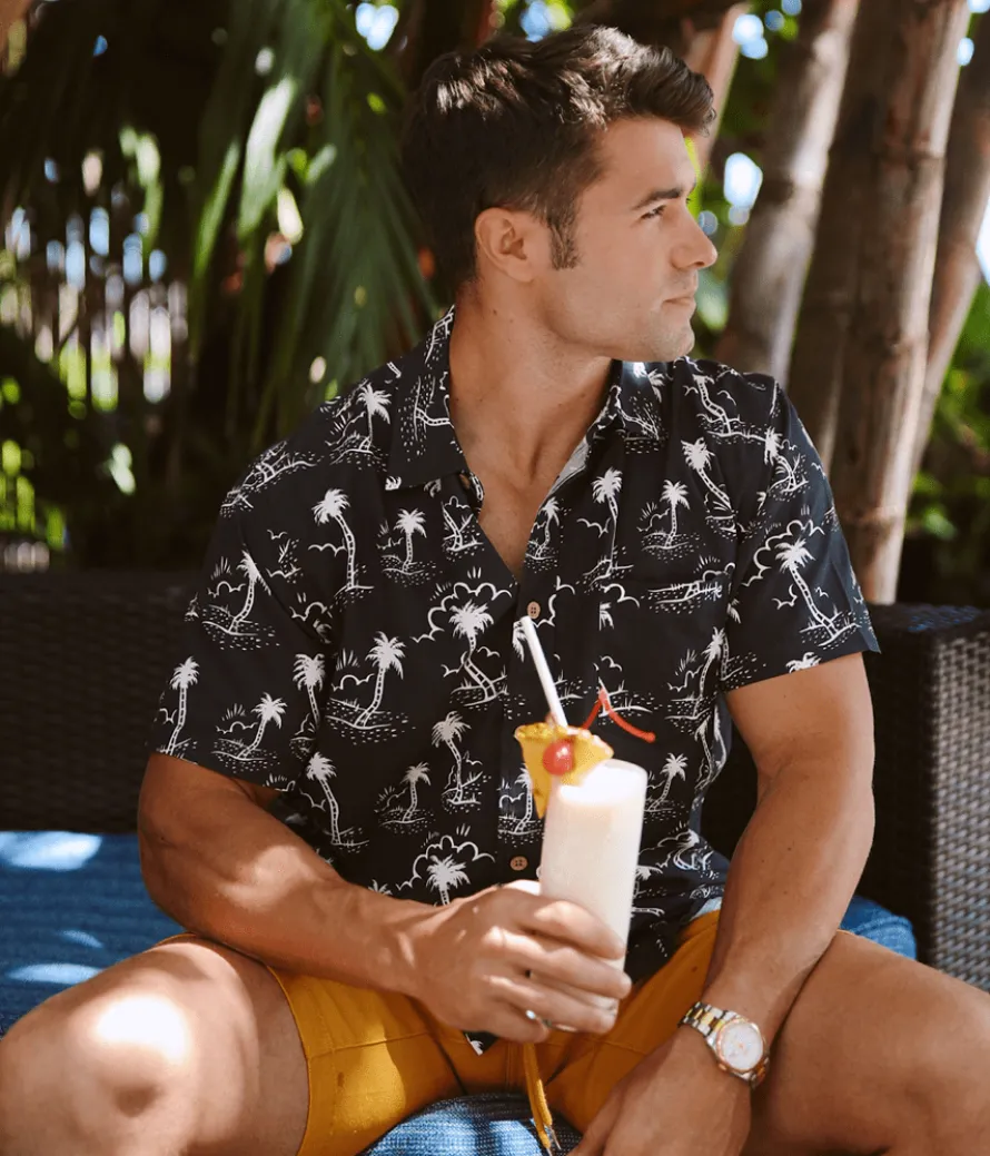 Men's Monochrome Moonlight Hawaiian Shirt