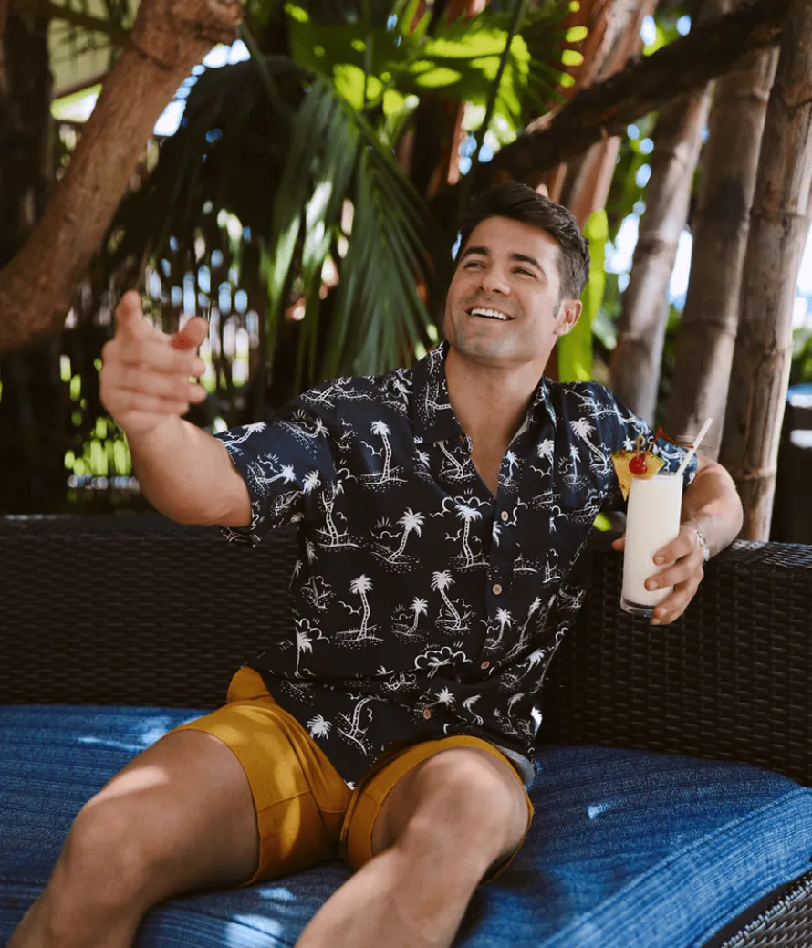 Men's Monochrome Moonlight Hawaiian Shirt