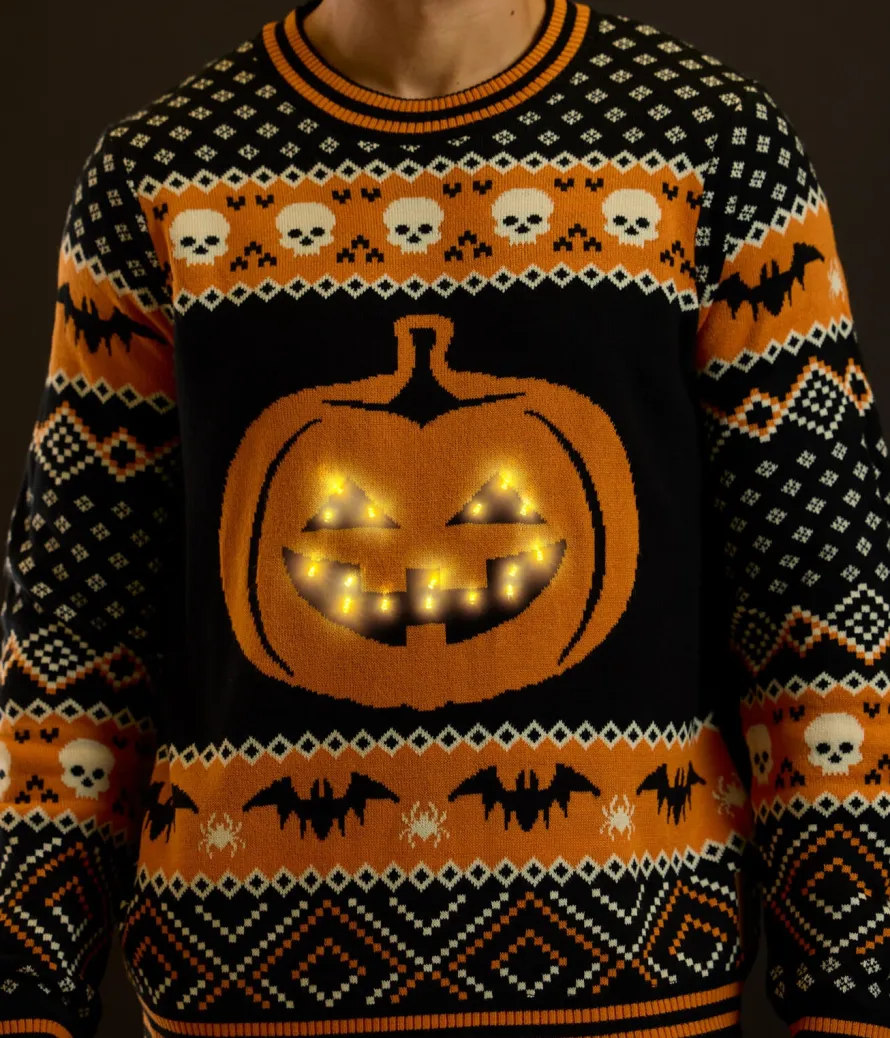 Men's Pumpkin Light Up Sweater