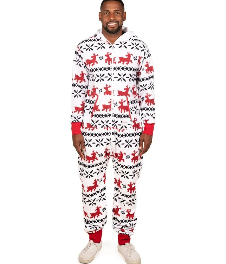 Men's Red and White Reindeer Jumpsuit