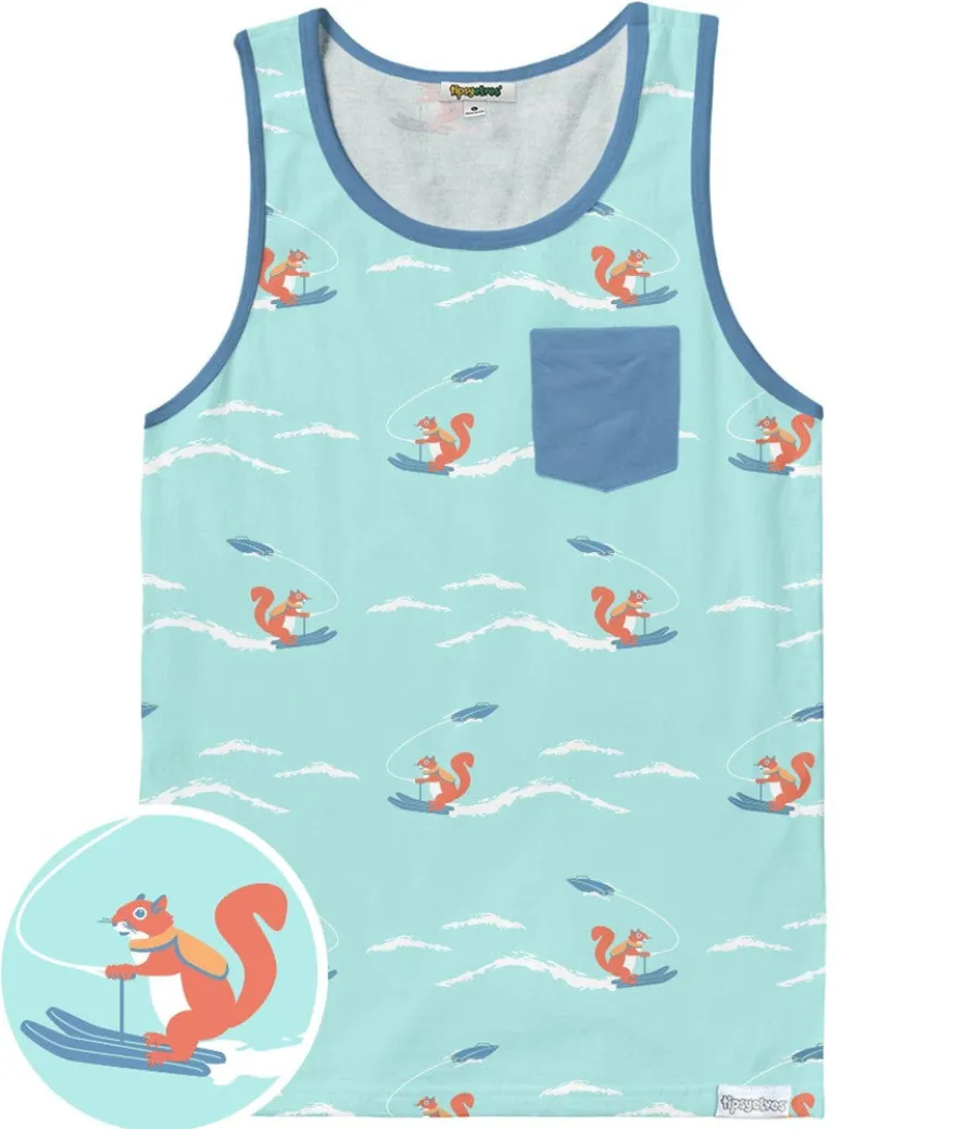 Men's Squirrel on Water Skis Tank Top