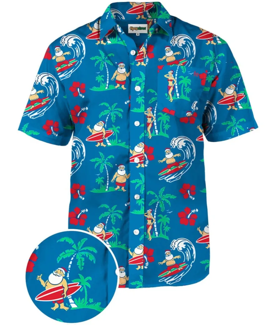 Men's Surf's Up Santa Hawaiian Shirt