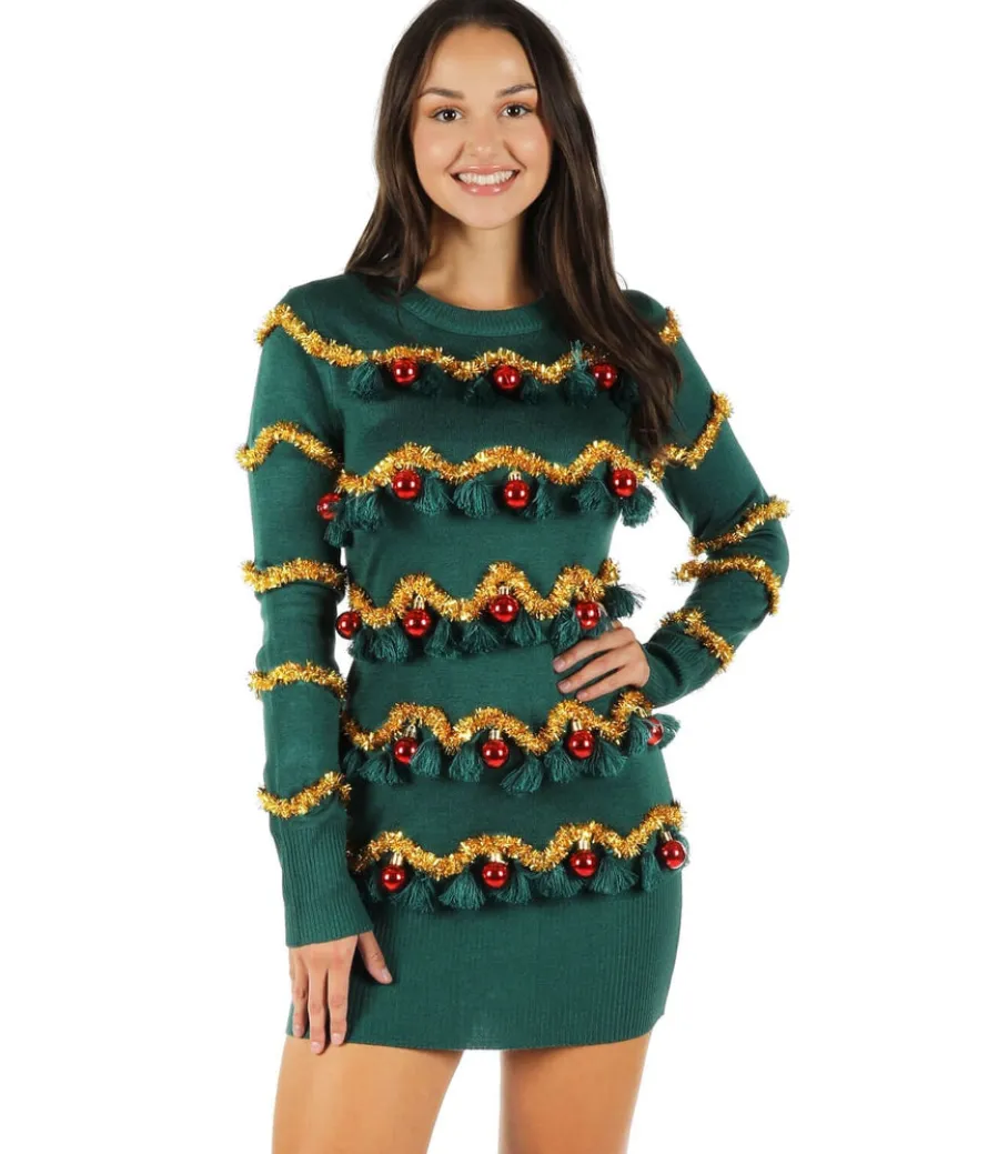 Tinsel Tree Christmas Sweater Dress