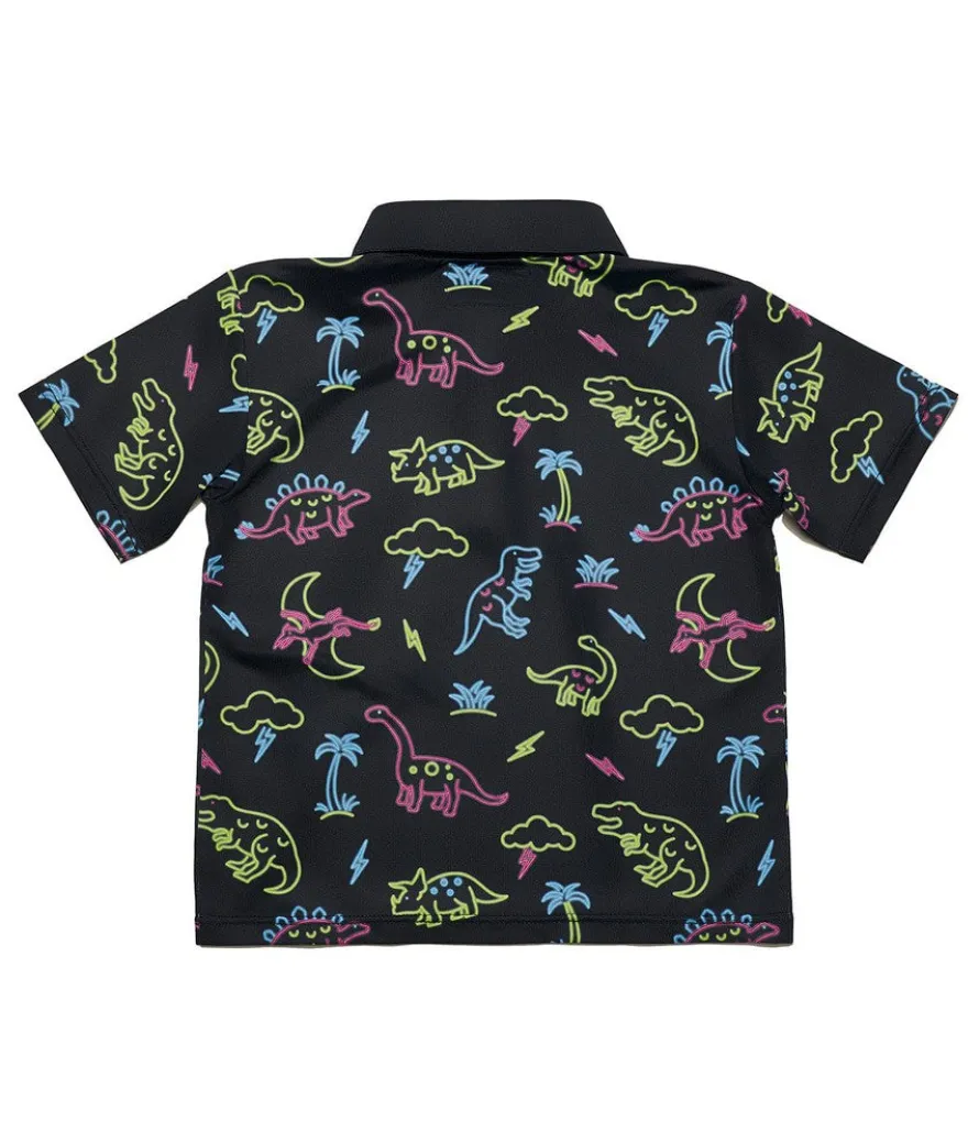 Toddler Boy's Neon Dinosaur Golf Polo