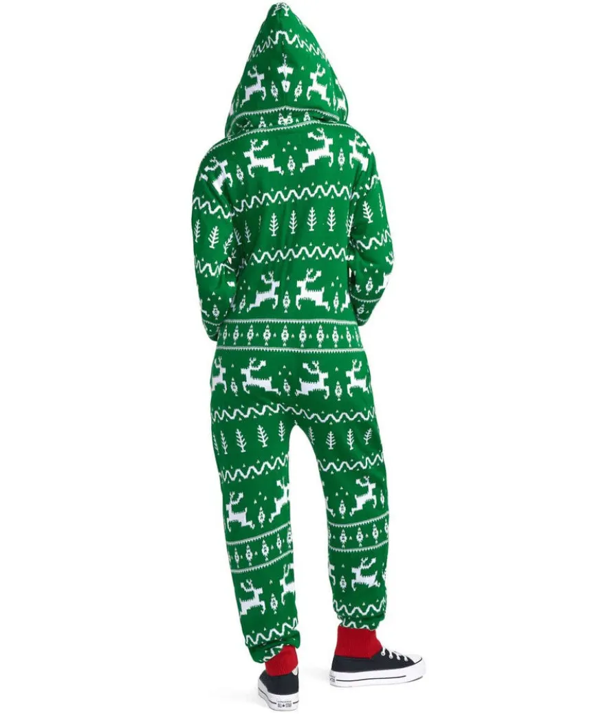 Women's Green Fair Isle Knit Jumpsuit
