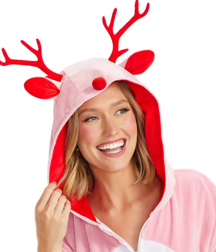 Women's Pink Rudolph Jumpsuit